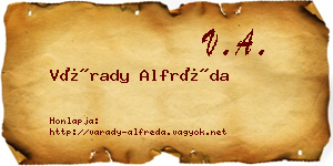 Várady Alfréda névjegykártya